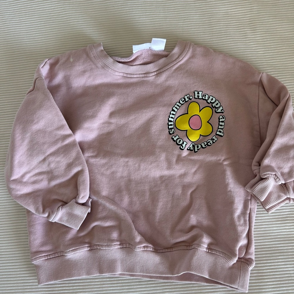 Zara Pink Graphic Sweatshirt with Flower Design